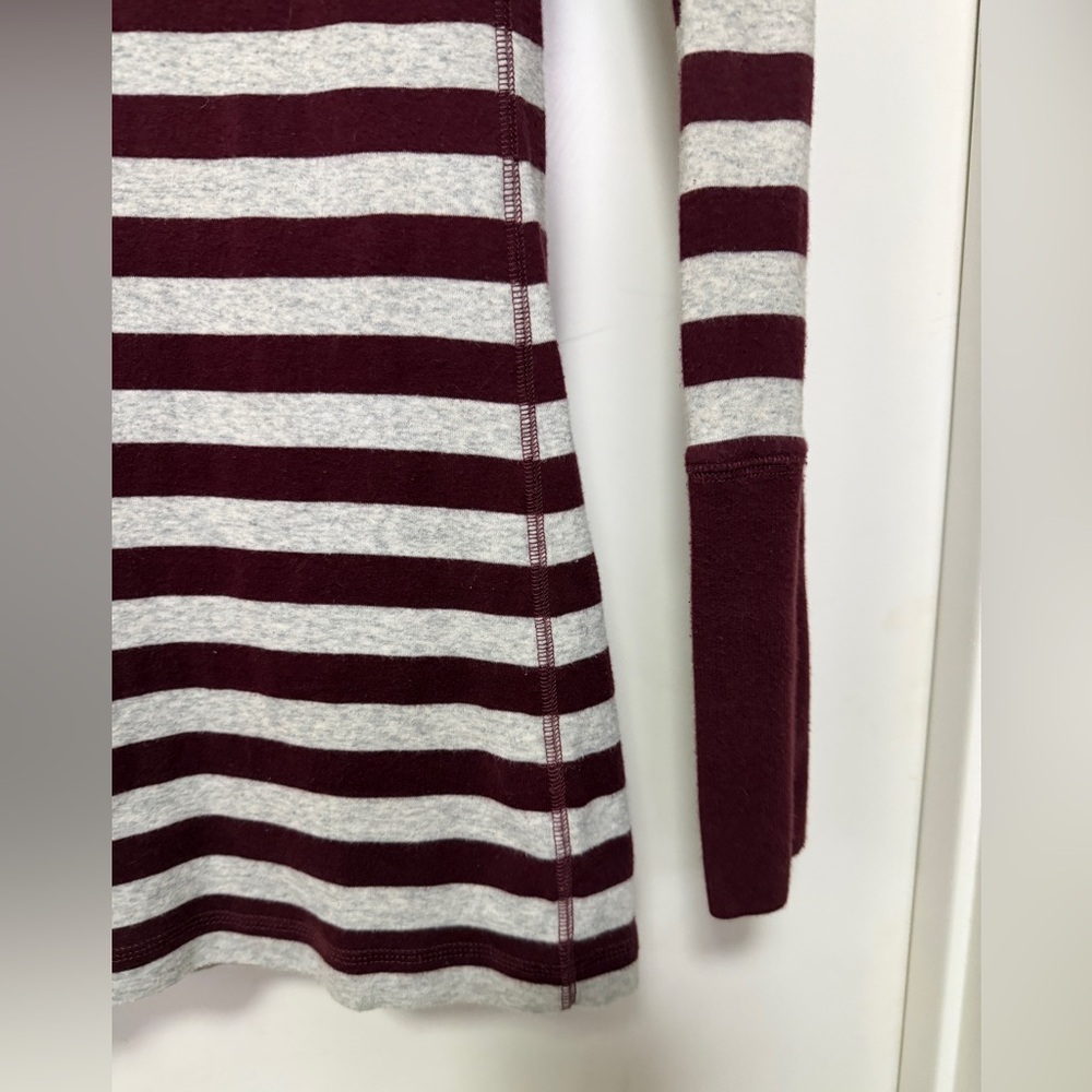 Abercrombie & Fitch Y2K long sleeve babydoll shirt - stripes - maroon red/gray M - Picture 5 of 9